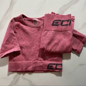 Rose Colored Echt crop top and bike shorts set